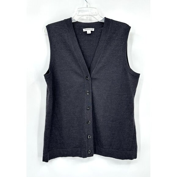 PENDLETON sweater vest cardigan 100% merino wool charcoal gray knit XL - Picture 2 of 6